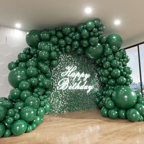 ADOINBY Green Balloon Arch Kit 125Pcs Emerald Hunter Dark Green Latex Balloon Garland kit 18 12 10 5 Inch Different Size Balloons for Anniversary Birthday Jungle Theme Christmas Party Decorations - Image 1