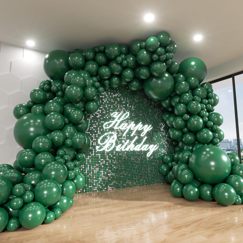 ADOINBY Green Balloon Arch Kit 125Pcs Emerald Hunter Dark Green Latex Balloon Garland kit 18 12 10 5 Inch Different Size Balloons for Anniversary Birthday Jungle Theme Christmas Party Decorations - Image 2