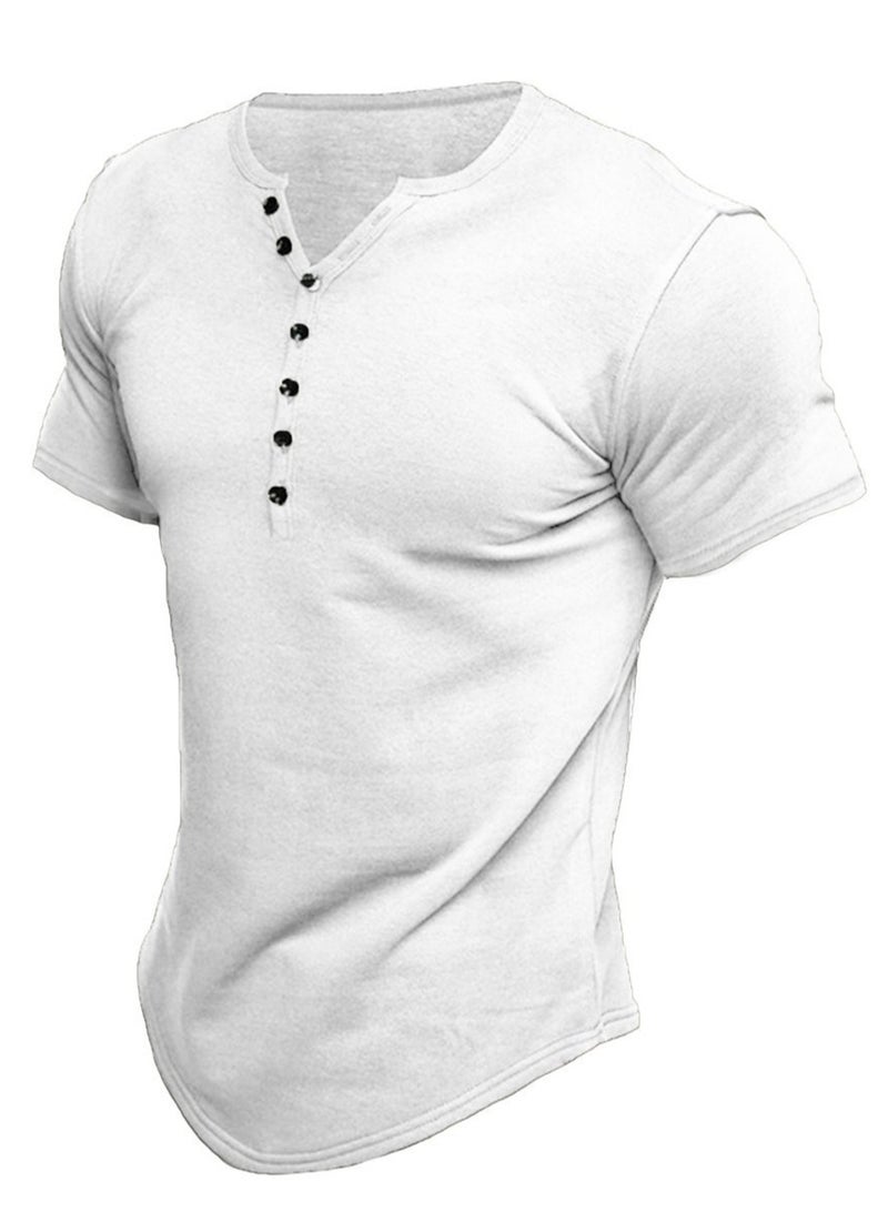 Summer men's short-sleeved men's solid color T-shirt tops - Image 1