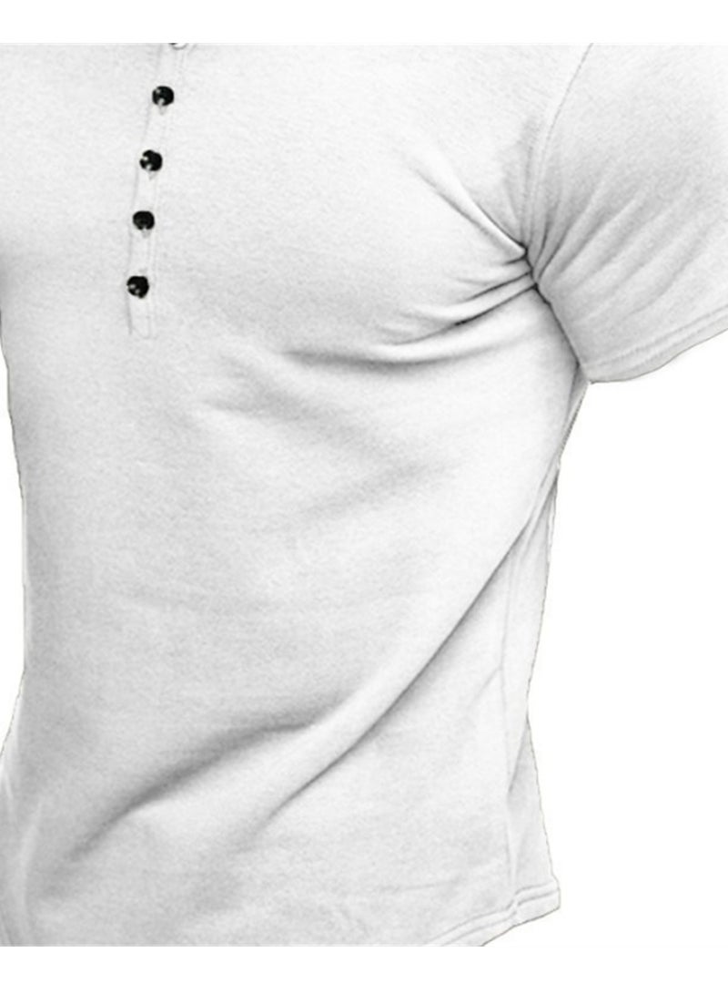 Summer men's short-sleeved men's solid color T-shirt tops - Image 4