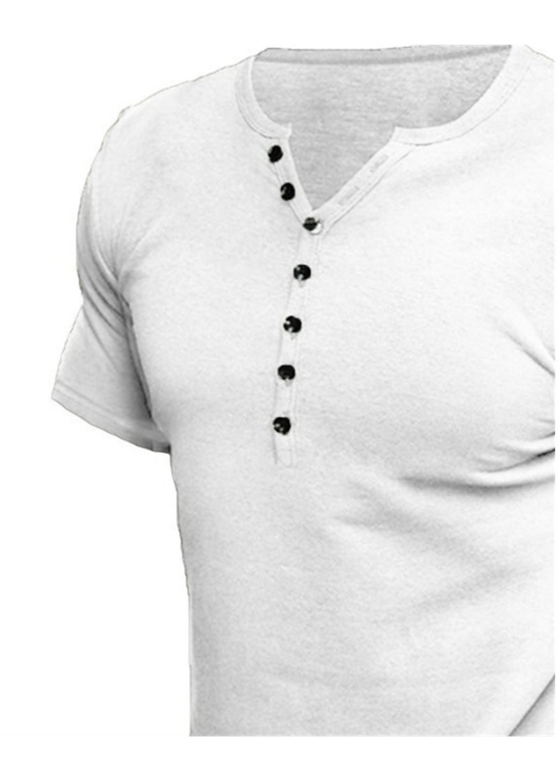 Summer men's short-sleeved men's solid color T-shirt tops - Image 3