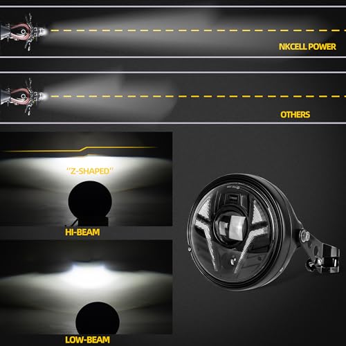 NKCELL POWER 7 Inch LED Motorcycle Laser Headlight Assembly with DRL Lo/Hi Beam & Turn Signal Light for Harley Davidson Honda Yamaha Kawasaki Suzuki Softail Road King Glide Hornet - Image 4