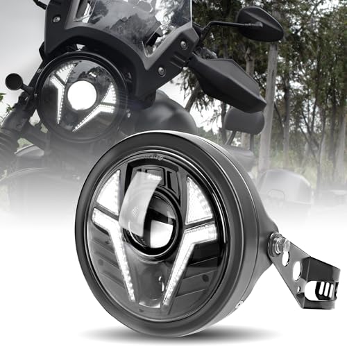 NKCELL POWER 7 Inch LED Motorcycle Laser Headlight Assembly with DRL Lo/Hi Beam & Turn Signal Light for Harley Davidson Honda Yamaha Kawasaki Suzuki Softail Road King Glide Hornet - Image 1