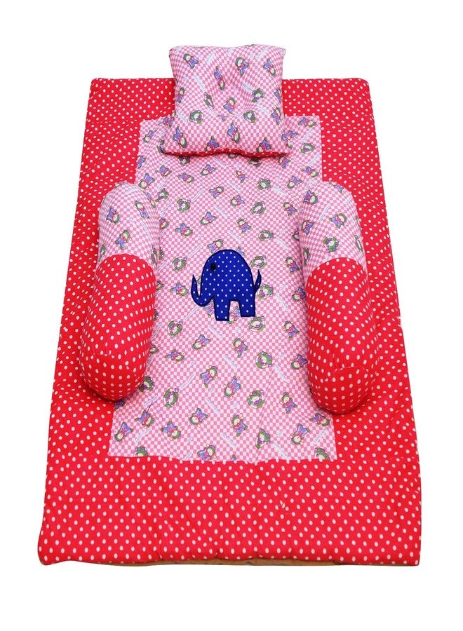 Creative Textiles Cotton Multicolor Baby Bedding Set 4Pc Feels Like Mother's Lap (Blue Elephant Design) Soft Cotton Material NestUltra Soft Cusioned - Image 1