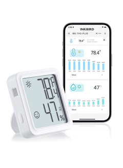 INKBIRD WiFi Thermometer Hygrometer Monitor Indoor Temperature Humidity Smart Sensor IBS-TH3-PLUS-WIFI with LCD Display App Notification Alert 1 Year Data Storage Export Remote Monitor