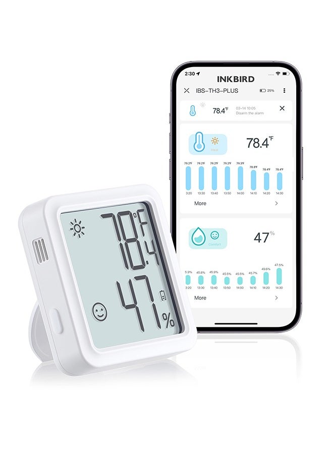 INKBIRD - INKBIRD WiFi Thermometer Hygrometer Monitor Indoor Temperature Humidity Smart Sensor IBS-TH3-PLUS-WIFI with LCD Display App Notification Alert 1 Year Data Storage Export Remote Monitor - Image 1