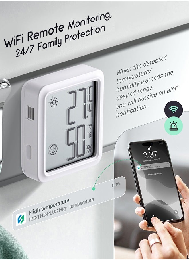 INKBIRD - INKBIRD WiFi Thermometer Hygrometer Monitor Indoor Temperature Humidity Smart Sensor IBS-TH3-PLUS-WIFI with LCD Display App Notification Alert 1 Year Data Storage Export Remote Monitor - Image 1
