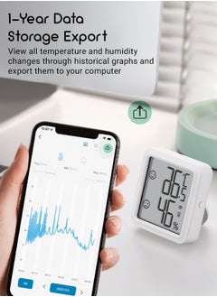 إنك بيرد INKBIRD مقياس حرارة ورطوبة لاسلكي عبر واي فاي (موديل IBS-TH3-PLUS-WIFI) مع شاشة LCD وتنبيهات عبر التطبيق - تخزين بيانات لمدة عام واحد ومراقبة عن بُعد مقياس حرارة ورطوبة ذكي عبر  - Image 4