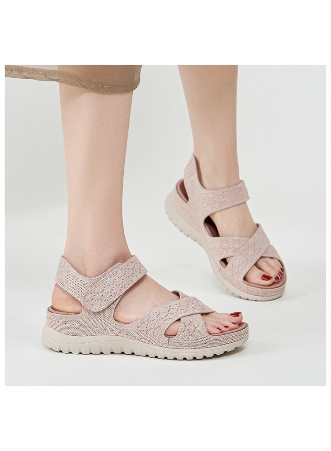 NIBEMINENT Anti-Slip Stitching Flat Bottom Sandals Women's Summer Beach Sandals Large Size Comfortable Leather Shoes for Women  - Image 3