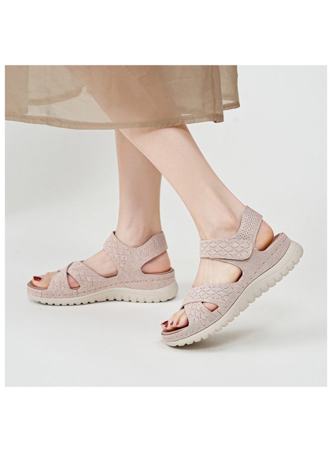 NIBEMINENT Anti-Slip Stitching Flat Bottom Sandals Women's Summer Beach Sandals Large Size Comfortable Leather Shoes for Women  - Image 4
