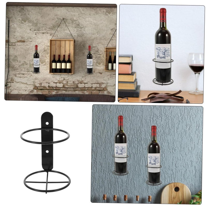 Iron Black Floating Wall Mounted Single Bottle Wine Rack Organizer 5 31x3 74x3 74in - Image 4