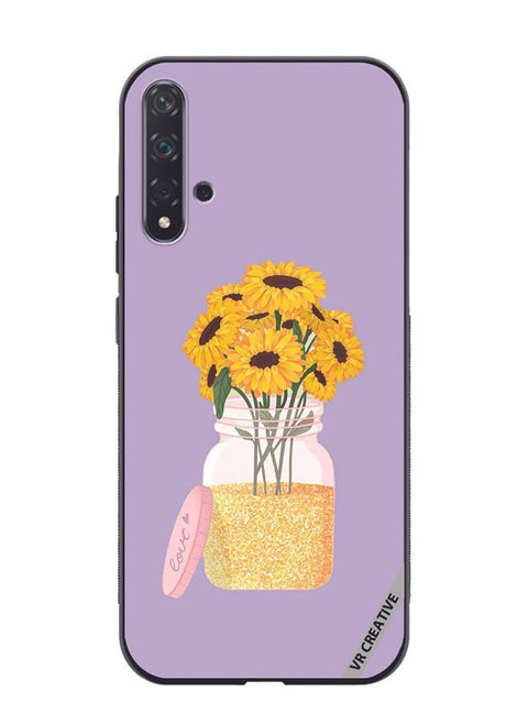 Protective Case Cover For Huawei Nova 5T Sunflower In Jar Design Multicolour