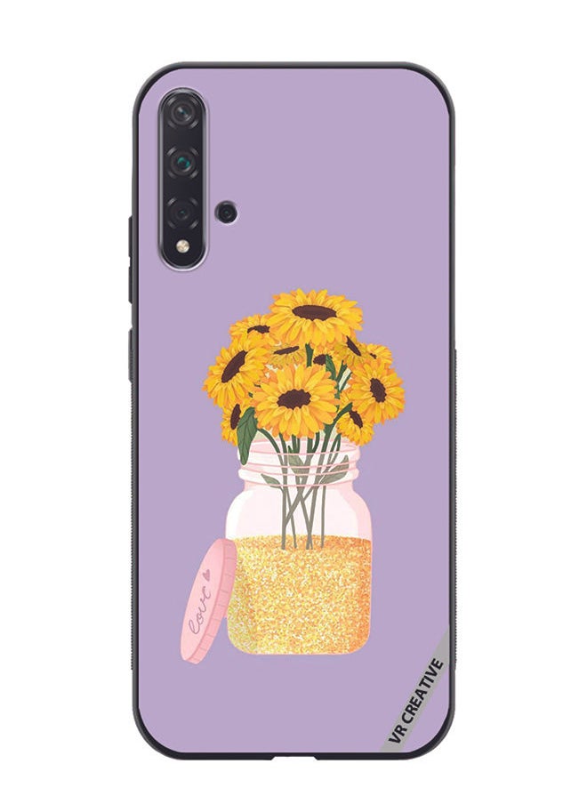 Protective Case Cover For Huawei Nova 5T Sunflower In Jar Design Multicolour