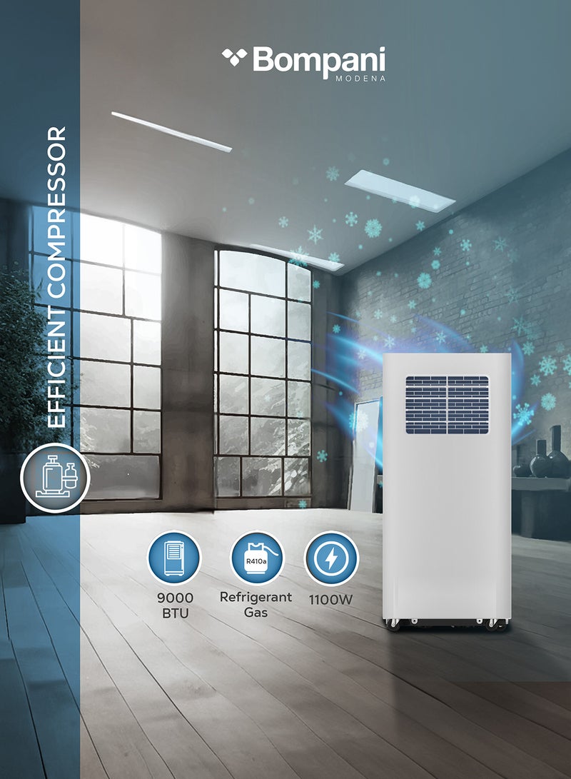 Bompani Portable Ac 9000 Btu With Auto Swing, Led Display, And Remote Control - White. Includes Window Connector Kit Bo900 1-Year Manufacturer Warranty And 5-Year Compressor Warranty 220 W BO900 White - Image 3