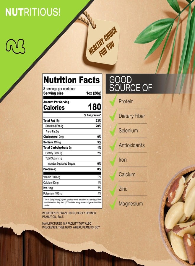 NUT CRAVINGS - Brazil Nuts Roasted & Salted - No Shell, Whole (8oz - 1 Pack) Bulk Nuts Packed Fresh in Resealable Bag - Healthy Protein Food Snack, All Natural, Keto Friendly, Vegan, Kosher - Image 4