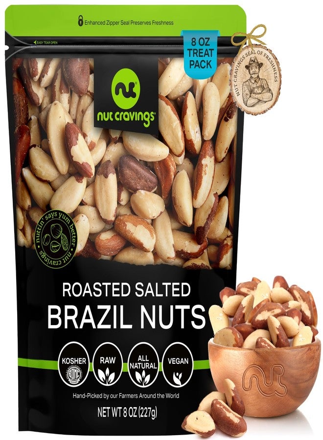 NUT CRAVINGS - Brazil Nuts Roasted & Salted - No Shell, Whole (8oz - 1 Pack) Bulk Nuts Packed Fresh in Resealable Bag - Healthy Protein Food Snack, All Natural, Keto Friendly, Vegan, Kosher - Image 1