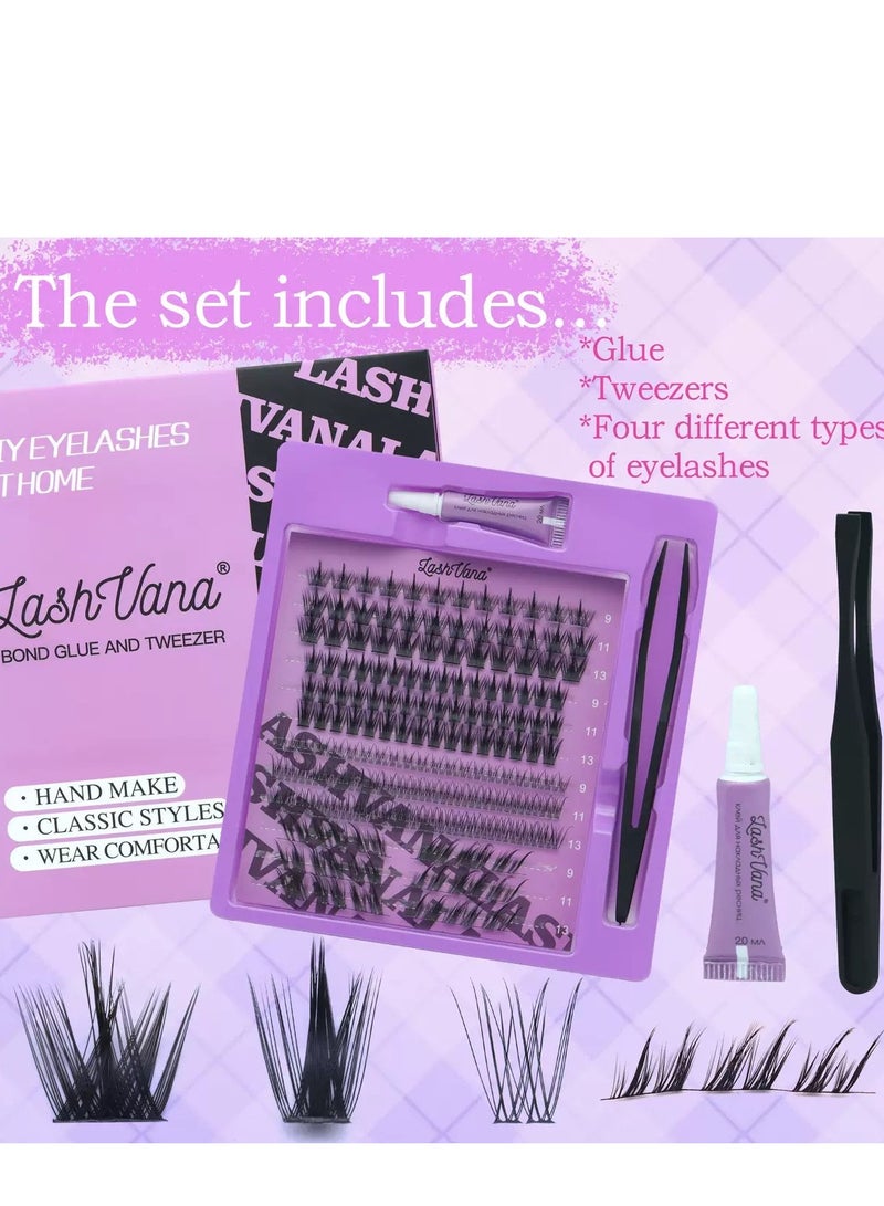 lashvana 213pcs False Eyelashes,DIY Individual Eyelash Extension Kit,207Clusters 9-13mm Mixed Individual Lashes Cluster,6clusters Fox-style false eyelashes With Eyelash tweezers And glue Kit,Newbie Applicable, Can Be Used Repeatedly. - Image 3