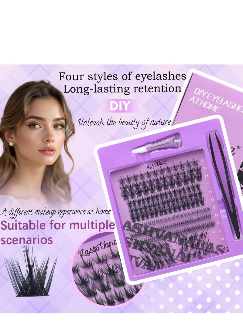 lashvana 213pcs False Eyelashes,DIY Individual Eyelash Extension Kit,207Clusters 9-13mm Mixed Individual Lashes Cluster,6clusters Fox-style false eyelashes With Eyelash tweezers And glue Kit,Newbie Applicable, Can Be Used Repeatedly. - Image 4