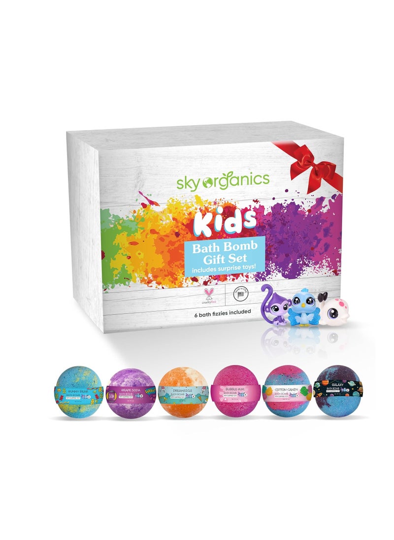 Sky Organics Sky Organics Kids Bath Bomb Gift Set - Vegan & Cruelty Free, Made in USA - Bath Toys, Bubble Bath Kids, Kids Bath Toys with Surprise Inside - Birthday Bath Bombs, Fun Bath Bombs - 6 Fun Scents, 6 ct  - Image 1