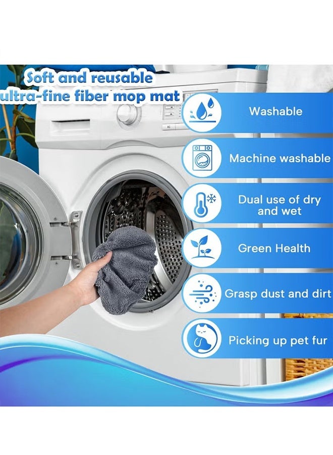 هابي دي ٦ قطع من وسادات الممسحة القابلة لإعادة الاستخدام، قماش ممسحة أرضية مسطح، قماش ممسحة قابل للغسل ومتينة للاستبدال، متوافق مع وسادات لتنظيف الأرضيات الرطبة والجافة، استبدال رأس الممسحة للتنظيف المنزلي (الممسحة غير مشمولة) - Image 3