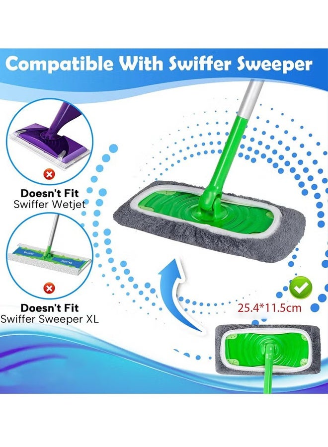 هابي دي ٦ قطع من وسادات الممسحة القابلة لإعادة الاستخدام، قماش ممسحة أرضية مسطح، قماش ممسحة قابل للغسل ومتينة للاستبدال، متوافق مع وسادات لتنظيف الأرضيات الرطبة والجافة، استبدال رأس الممسحة للتنظيف المنزلي (الممسحة غير مشمولة) - Image 4