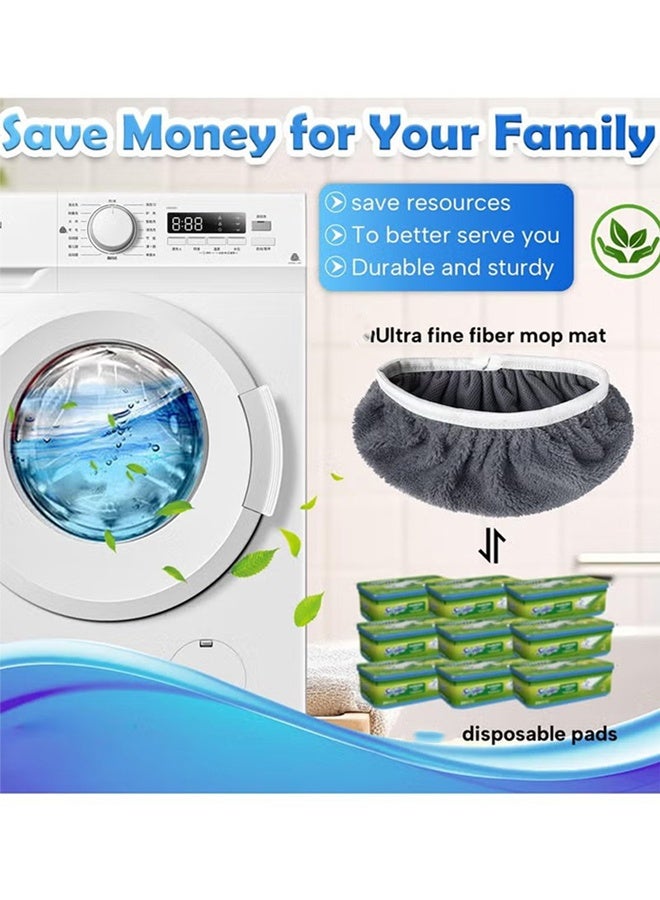 هابي دي ٦ قطع من وسادات الممسحة القابلة لإعادة الاستخدام، قماش ممسحة أرضية مسطح، قماش ممسحة قابل للغسل ومتينة للاستبدال، متوافق مع وسادات لتنظيف الأرضيات الرطبة والجافة، استبدال رأس الممسحة للتنظيف المنزلي (الممسحة غير مشمولة) - Image 2