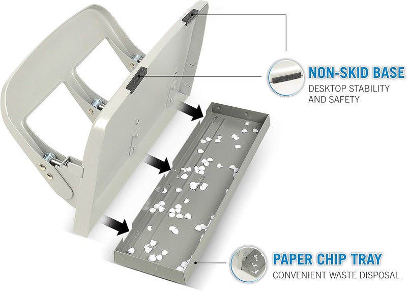 CARL HC-340 Medium-Duty 3 Hole Paper Punch with 40 Sheet Capacity - Metallic - Image 4
