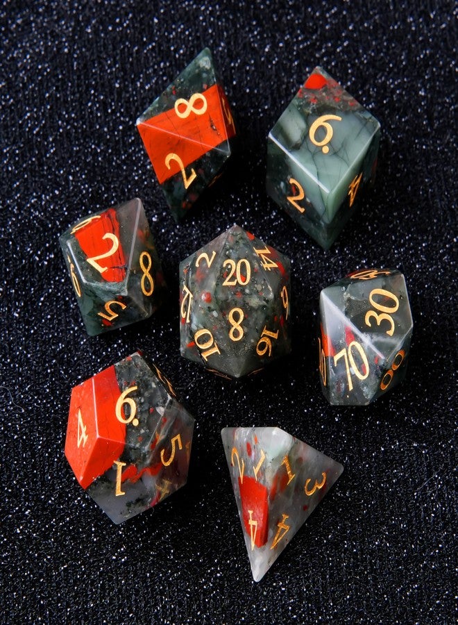 FTNNGIME مجموعة نرد كريستال حجر الدم DND مكونة من 7 قطع من الأحجار الكريمة، مناسبة لألعاب Dungeons and Dragons، نرد متعدد الأوجه لألعاب D و DRPG (حجر الدم) - Image 4