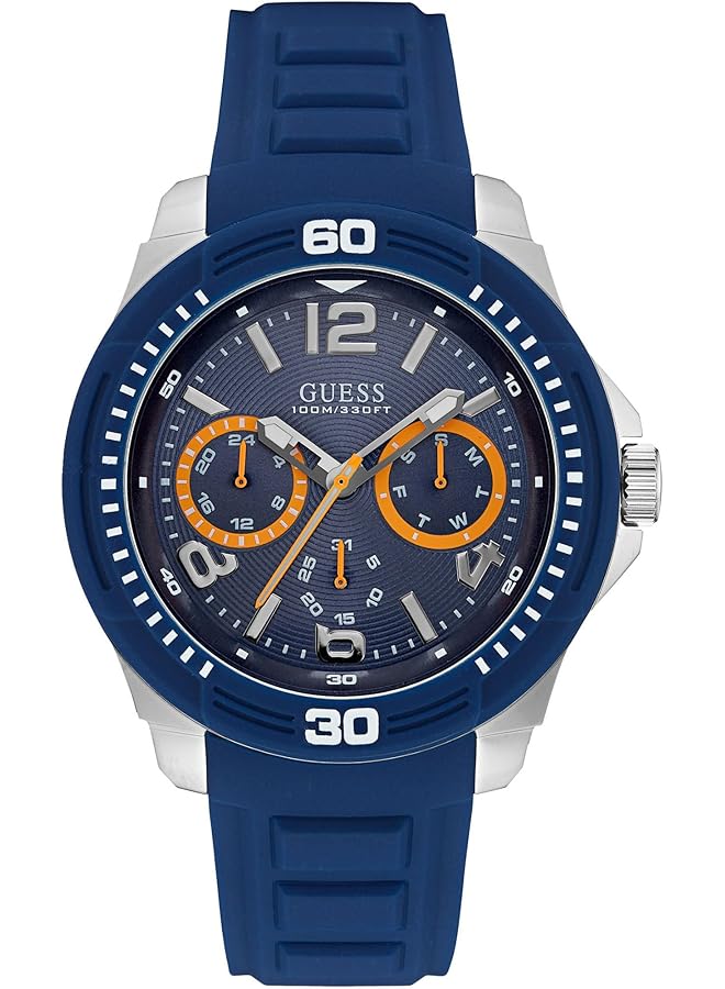 GUESS Tread Watch For Men Analog Rubber Strap W0967G2 Blue Band - Image 1