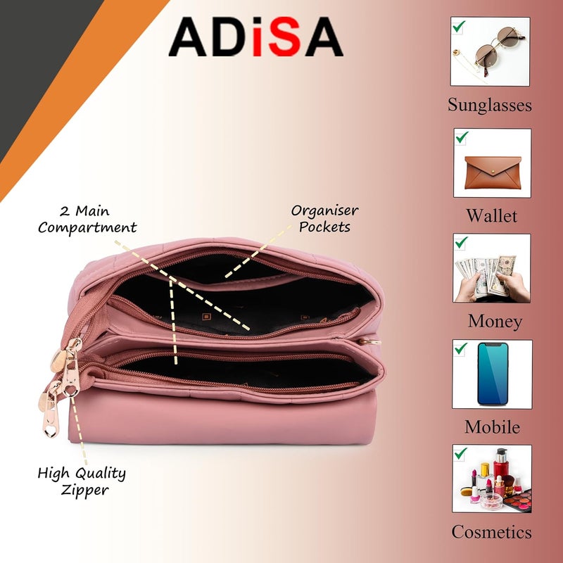 ADISA حقيبة كتف مبطنة للفتيات والنساء مع حزام قابل للتعديل في الارتفاع (SL5144) - Image 4