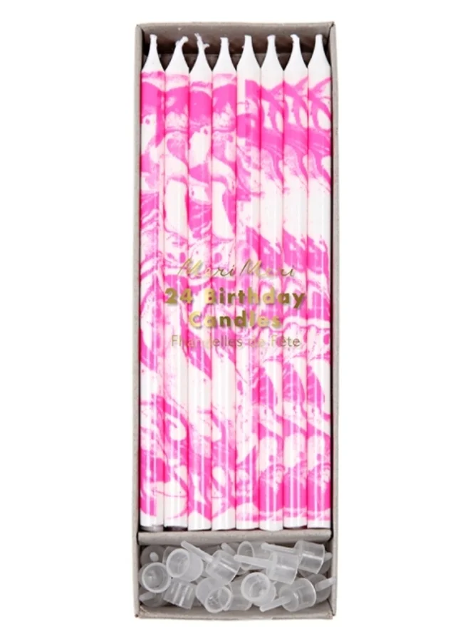 Meri Meri Pink Marbled Candles