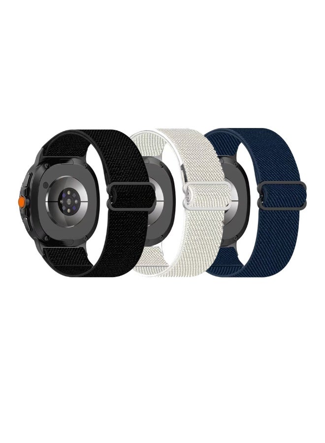 DKNG 3pcs Samsung Galaxy Watch 8 Classic elastic nylon strap, Samsung Galaxy Watch 8 Classic elastic canvas strap, suitable for men and women, available in black/starlight/dark blue.