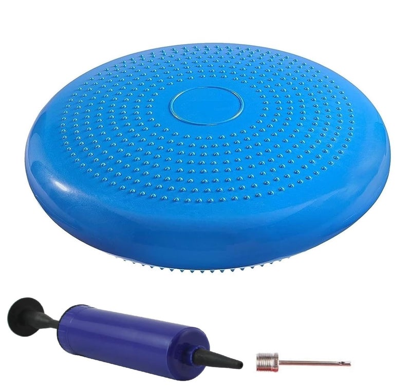 Inditradition Exercise Balance Board with Inflating Pump | Inflated Balance Stability Disc Cushion | 13 Inches Diameter (Blue) - Image 1