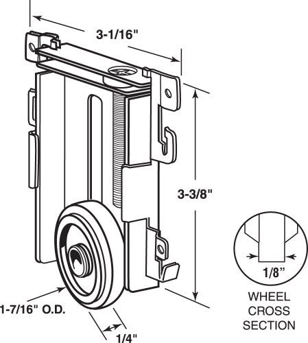 Prime-Line N 6790 1-7/16 In. Mirror Door Roller Assembly, Nylon Flat Roller, for Acme (Single Pack) - Image 2