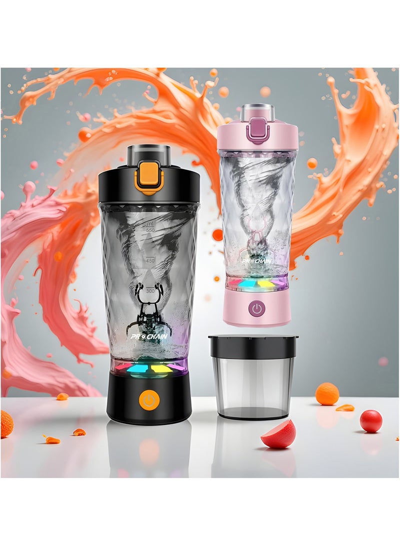 650ml القابلة لإعادة الشحن التلقائي كأس خلط - السفر هزاز ، وصالة للألعاب الرياضية خلاط البروتين ، خلاط كهربائي للرياضة واللياقة البدنية ، من tritan-bisphenol-a-26oz المحمولة كأس خلط / الناقل التسلسلي العام نوع ج القابلة لإعادة الشحن هزاز كأس كهدية عيد ميلاد للرجال والنساء ( أسود ، وردي ) - Image 1