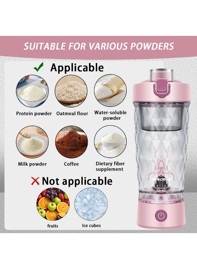 650ml القابلة لإعادة الشحن التلقائي كأس خلط - السفر هزاز ، وصالة للألعاب الرياضية خلاط البروتين ، خلاط كهربائي للرياضة واللياقة البدنية ، من tritan-bisphenol-a-26oz المحمولة كأس خلط / الناقل التسلسلي العام نوع ج القابلة لإعادة الشحن هزاز كأس كهدية عيد ميلاد للرجال والنساء ( أسود ، وردي ) - Image 5