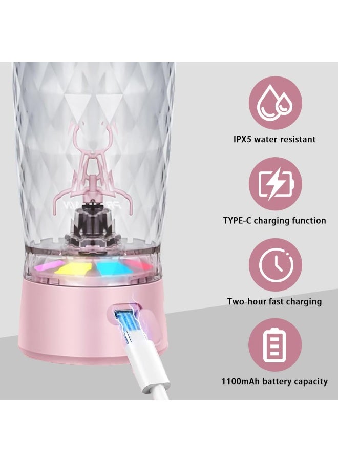 650ml القابلة لإعادة الشحن التلقائي كأس خلط - السفر هزاز ، وصالة للألعاب الرياضية خلاط البروتين ، خلاط كهربائي للرياضة واللياقة البدنية ، من tritan-bisphenol-a-26oz المحمولة كأس خلط / الناقل التسلسلي العام نوع ج القابلة لإعادة الشحن هزاز كأس كهدية عيد ميلاد للرجال والنساء ( أسود ، وردي ) - Image 4