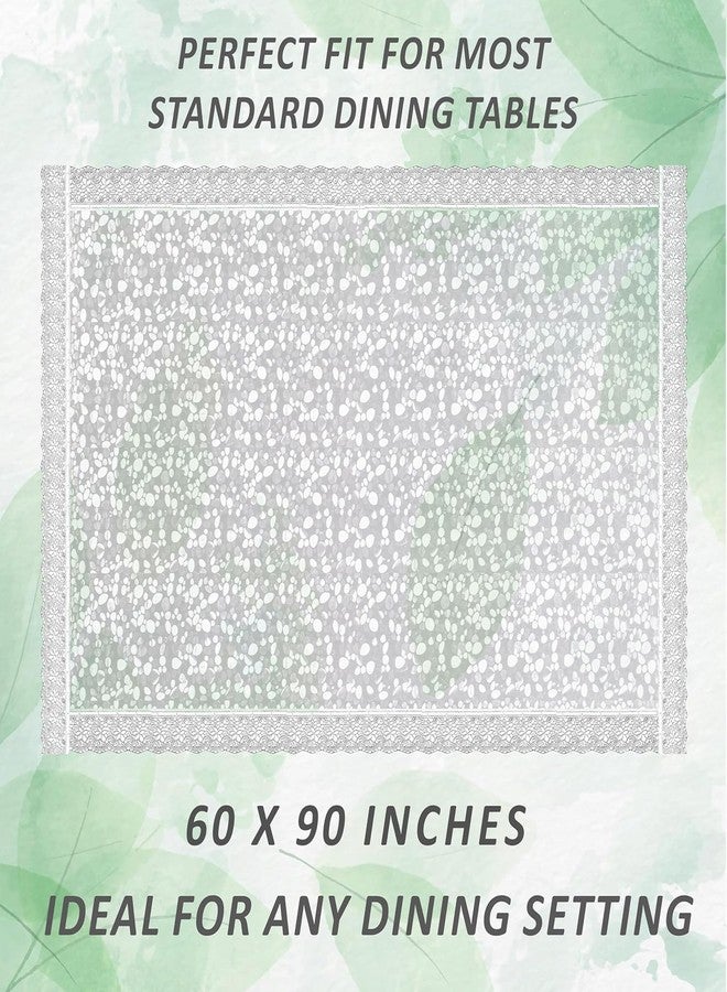 REKARDO Table Cloth for Dining|90x60 Inch |Stone Print Dining Table Cover 6 Seater|Waterproof Table Sheet Silver Lace (Silver) - Image 3