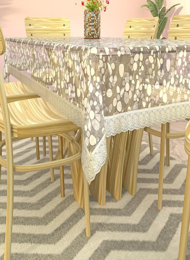 REKARDO Table Cloth for Dining|90x60 Inch |Stone Print Dining Table Cover 6 Seater|Waterproof Table Sheet Silver Lace (Silver) - Image 2