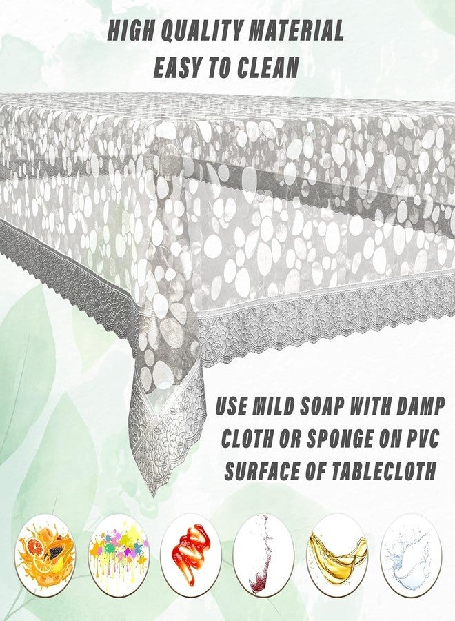 REKARDO Table Cloth for Dining|90x60 Inch |Stone Print Dining Table Cover 6 Seater|Waterproof Table Sheet Silver Lace (Silver) - Image 5