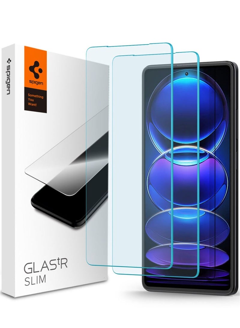 Spigen Glastr Slim for Xiaomi Poco X5 PRO / Redmi Note 12 PRO+ and Redmi Note 12 PRO Screen Protector Premium Tempered Glass- 2 Pack - Image 1