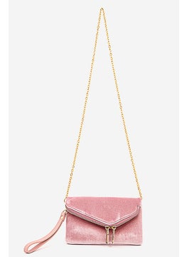 Urban Expressions Women Velvet Cross Body Bag 19 L x 12 H x 1 W cm, Pink  - Image 1