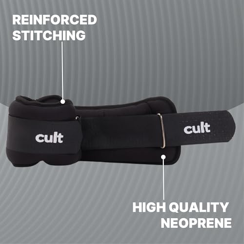 CULT Ankle Weights (2Kg x 2, Black) Adjustable Wrist & Ankle Weight Bands for Men & Women Neoprene, Fixed Weight, Multi-Purpose Training for Gym, Running, Yoga & Home Workouts - Image 3
