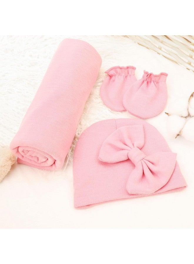 DRESHOW BQUBO Newborn Receiving Blanket Bow Hat Gloves Set Cotton Warm Baby Swaddle Blanket Wrap Baby Sleep Sack Shower Gift - Image 5