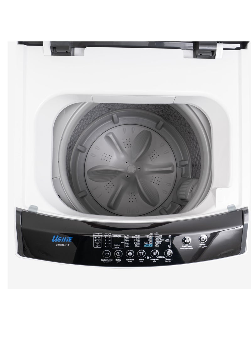 UGINE - Ugine Top Load Automatic Washing Machine, 12 KG, White - UWMTLN12W - Image 1