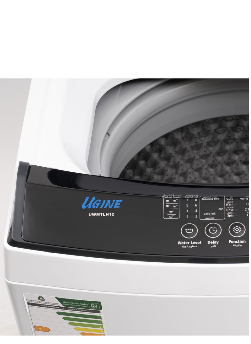 UGINE - Ugine Top Load Automatic Washing Machine, 12 KG, White - UWMTLN12W - Image 1
