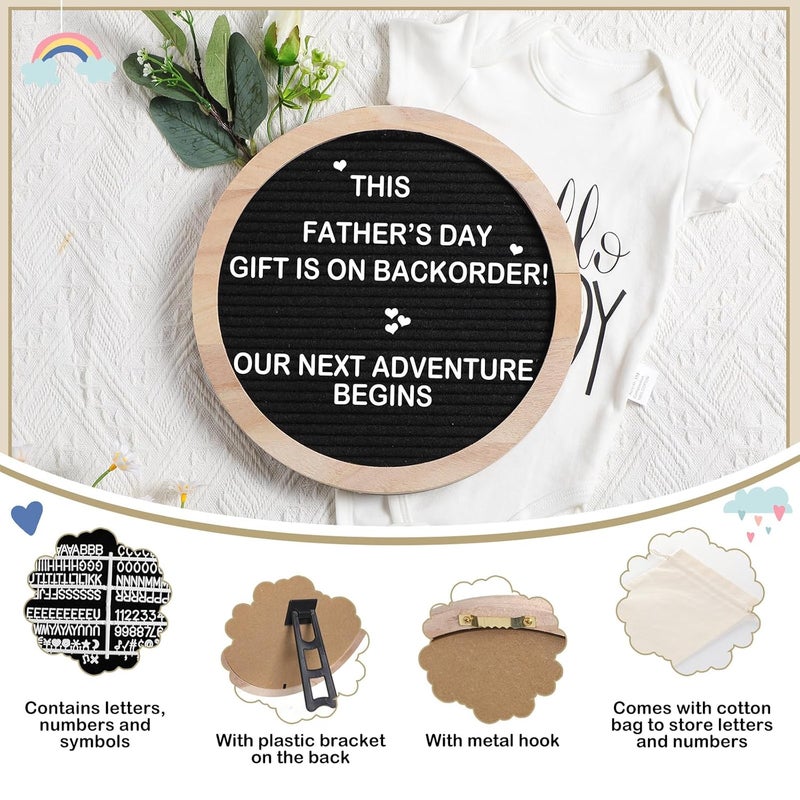 Canlierr 5 Pcs Surprise Pregnancy Announcements for Dad Felt Letter Board Kit Hello Daddy Baby Bodysuit Pregnancy Announcement Box Photo Frame Baby Shoes Baby Gift Sets for Husband Partner - Image 4