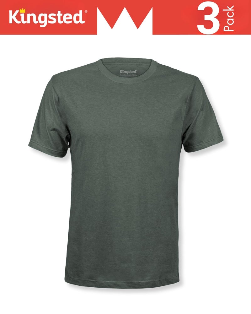 Kingsted Men's T-Shirts - Royally Comfortable - Super Soft Cotton Blend - Short Sleeve Tagless Crewneck - Plain Colored Classic Tees (3 Pack, Royal, Large) - Image 5