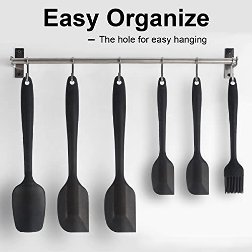 DUNCHATY Silicone Spatula Set, 6 Piece Rubber Spatula Heat Resistant and Stainless Steel Core Spatulas for Cooking Utensils Large and Small Baking Kitchen Spatulas Black - Image 5