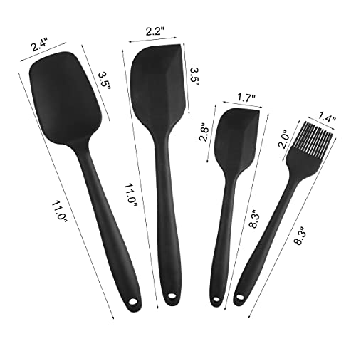 DUNCHATY Silicone Spatula Set, 6 Piece Rubber Spatula Heat Resistant and Stainless Steel Core Spatulas for Cooking Utensils Large and Small Baking Kitchen Spatulas Black - Image 4